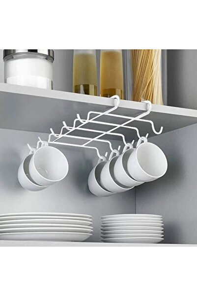 DAsiNU Cup Organizer Hanging Shelf Metal White 28x14x6cm