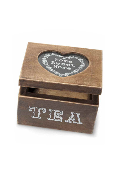 Decorer Cutie din lemn pentru geantă de ceai, maro, 10x8,5x7 cm