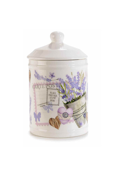 Decorer Multicolored Ceramic Decorative Jar Lavender 11.5x19 cm