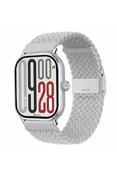 MMP SHOP Redmi Watch 4 / 5 / 6 Uyumlu Metal Clips Kumaş Örgü Akıllı Saat Kordon