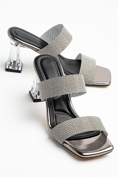 HCO Two-Strap Slippers with Glitter Detail and Transparent Heel