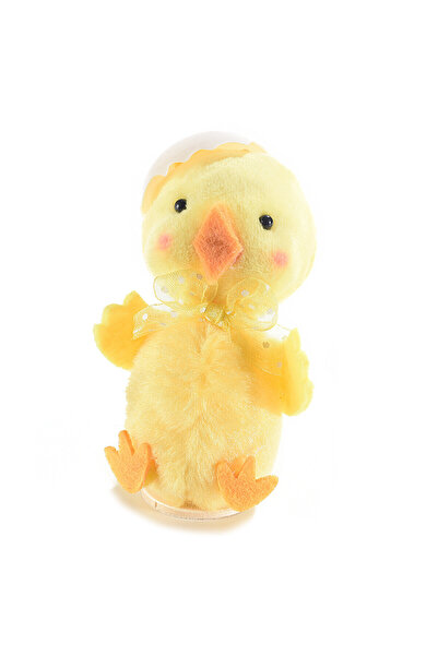 Decorer Figurină textilă pui galben alb 6x5x9 cm