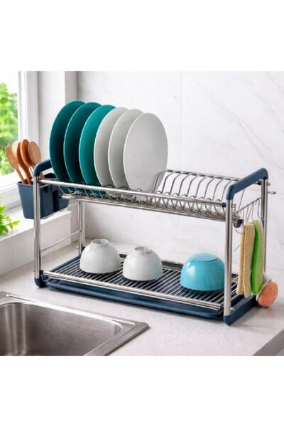 Generis رف تجفيف أطباق من الفولاذ المقاوم للصدأ مكون من طبقتين