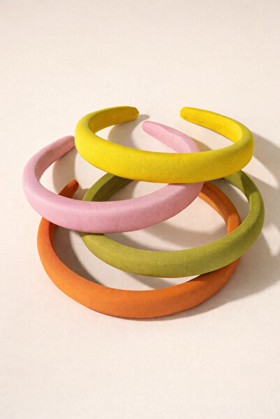 CSR AKSESUAR Set of 4 Padded Crowns (Yellow-Pistachio Green-Soft Pink-Orange)