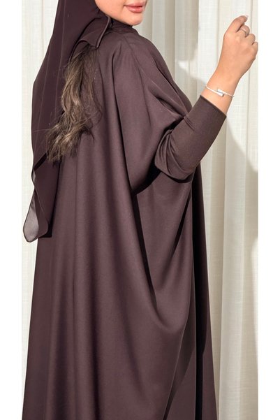 Ms عباية نص بشت قماش انترنت صيفي مع أكمام استرتش - متوفرة بـ 3 ألوانشامل الطرحه