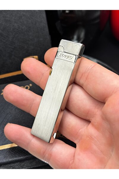 NikaŞ Metal İnce Gümüş Renk Şeritli Zarif Mini Taşınabilir Saf Rüzgar Geçirmez Ultra İnce Benzinli Çakmak