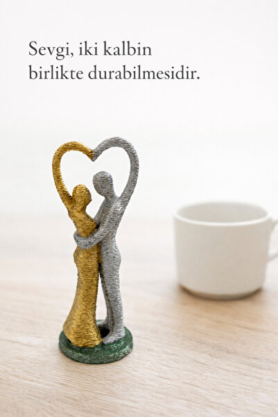 Modern Sanat Serisi: "Aşkın Dansı" Kalp Formlu Çift Biblosu