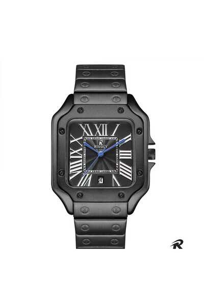 Rivoly Men's square watch with a silver-colored steel strap and a white dial
