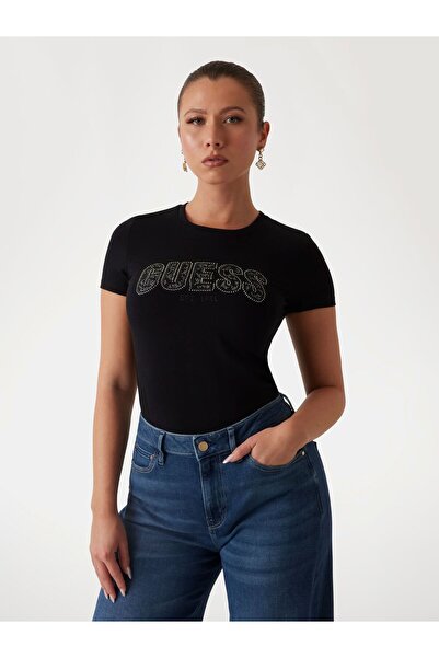 Guess تيشيرت بشعار بقصة ضيقة