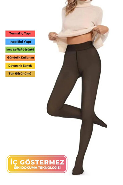 Kozera #Çorap Nefes Alabilen Peluş Kışlık Polarlı Dokuma Siyah Şık Ten Görünü...