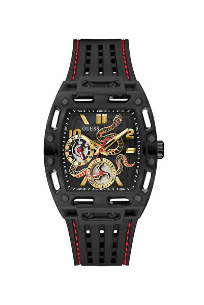 Guess Blk Cs Transparent Black Mf Cut Thru Dial W Snake Detail Blk Silicone S...