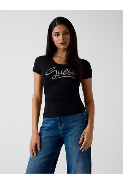 Guess Logo rhinestones t-shirt