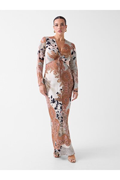 Guess GWENDA LS V NECK DRESS