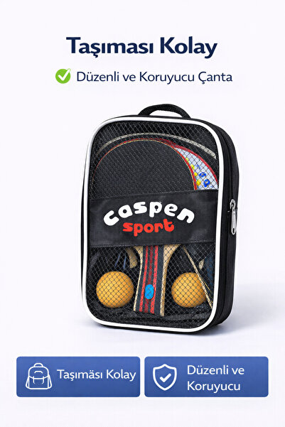 Janissary Çantalı Masa Tenisi Seti – 2 Raket, 3 Top, Taşıma Çantası ve Kelepçeli Masa Tenis Filesi
