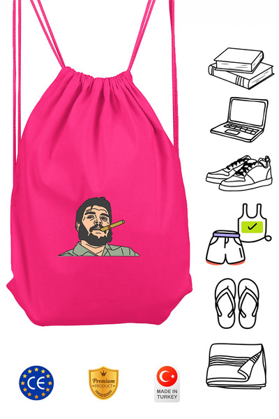 Omotasarım حقيبة ظهر رياضية وردية اللون للجنسين من تشي جيفارا مع رباط