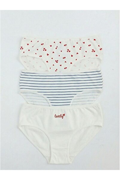 LC Waikiki Εκρού εμπριμέ εσώρουχα για κορίτσια, σετ 3 τεμαχίων (S6)