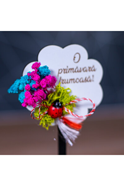 Creators of Crafts Martisor Magnet - Model Trifoi Cu Flori Uscate