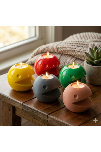 EFC Pacman Temalı Dekoratif Mumluk - Retro Gamer Oyun Odası Masaüstü Süs Eşya...