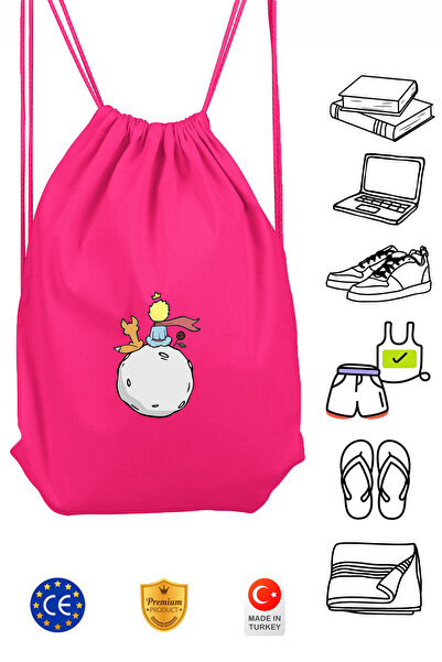 Atelier Print Küçük Prens Unisex Pembe İpli Spor Sırt Çantası