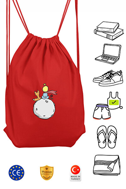 Atelier Print Küçük Prens Unisex Kırmızı İpli Spor Sırt Çantası