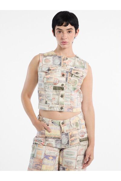 Guess All over print denim top