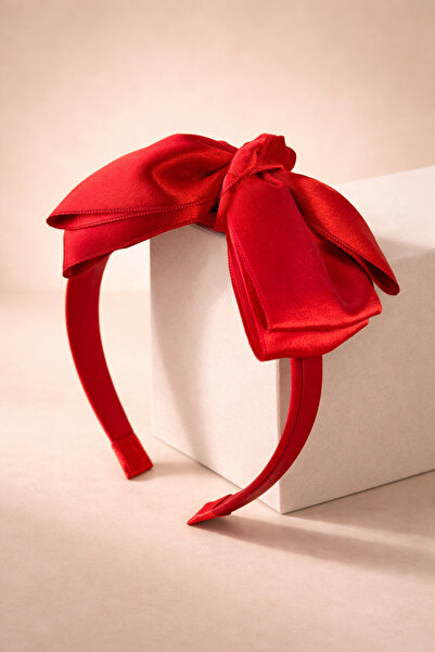 CSR AKSESUAR Coroană de păr cu fundă mare din satin roșu