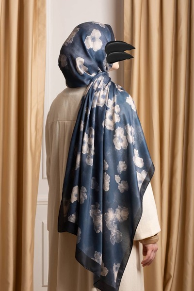 Lemaye Güz Serenadı Desenli Soft Şal - Mavi