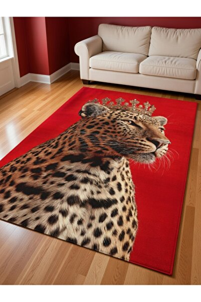 SSC Dekor Leopar Desenli Halı - Yıkanabilir Kaymaz Taban Mutfak, Salon, Oda H...