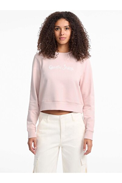 Guess Printed logo cropped sweatshirt