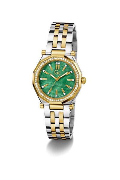 Guess Gc Specials Women S 763 Mvmt Green Dail 10 Amt Silver Yellow Gold Stain...