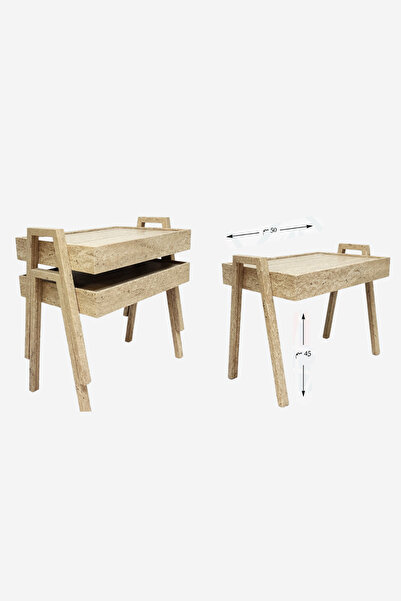 Ch A set of 3 nesting wooden serving tables in a completely unified design in...