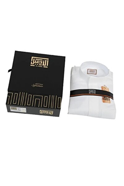 alas eel Al-Aseel Men's Formal Thobe - Front Zipper - Collared Neck - Plain S...