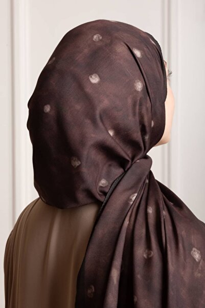 Lemaye Uzak Bahçe Desenli Soft Şal - Kahve