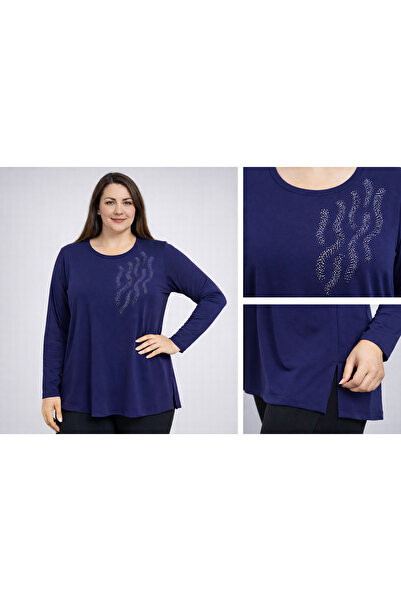 VAYE COLLECTION LİKRALI VİSKON PENYE BLUZ TAŞ BASKILI YAZLIK PENYE KUMAŞ