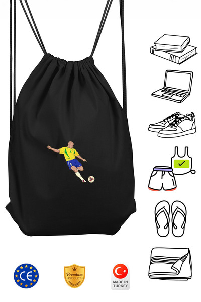 Omotasarım حقيبة ظهر رياضية سوداء للجنسين من روبرتو كارلوس مع رباط