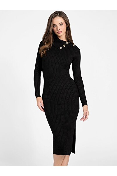 Guess فستان ميدي بياقة غير متماثلة