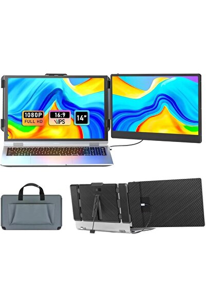 V2COM Laptop Screen Extender, 14" FHD 1080P IPS Laptop Monitor Extender Dual ...
