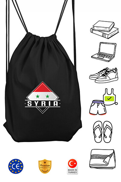 Omotasarım حقيبة ظهر رياضية سوداء للجنسين من سوريا مع رباط