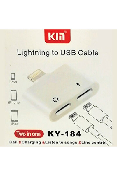 KIN KY-184 Lightning Plug To Lightning Female Adapter + 3.5mm Jack Female