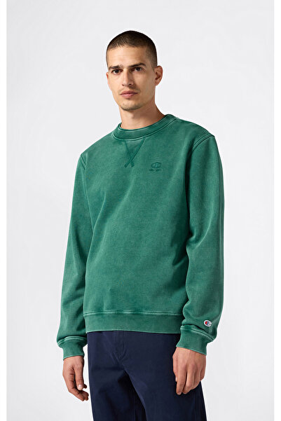 Champion Icons Wash Crewneck Sweatshirt Yeşil Erkek Sweatshirt - 221572-GS584