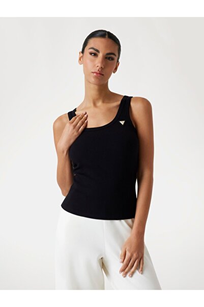 Guess قميص داخلي نسائي من COLETTE RIB TANK باللون الأسود V4YP06K8RT2-JBLK