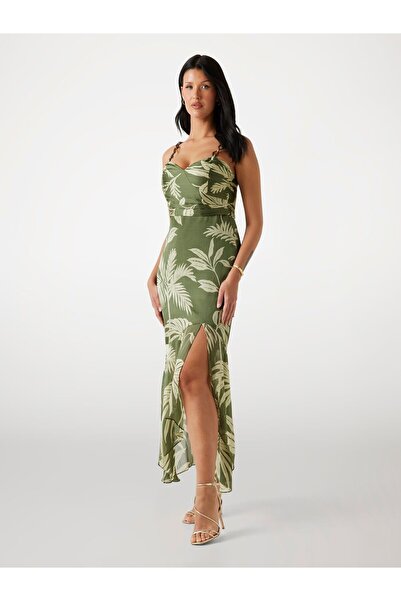 Guess فستان ماكسي من الشيفون مطبوع