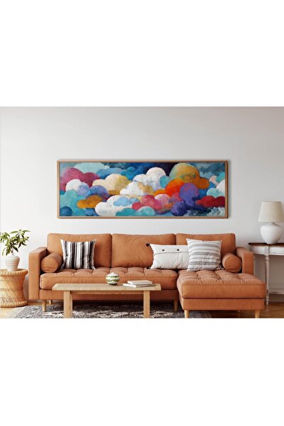 woodhomeworks Tek Parça Gerçek Ahşap Yatay Panorama Çerçeveli Tablo renkli bu...