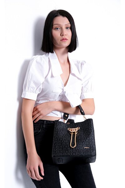 Just Polo Women's Black Hand and Shoulder Bag Suitable for Daily Combinations