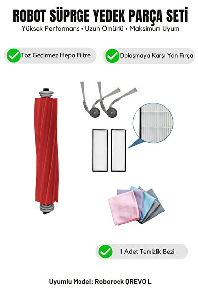 Roborock مجموعة قماش تنظيف فلتر فرشاة التنظيف المتوافقة مع QREVO L