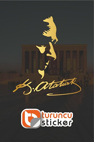 Turuncu Sticker ملصق الأديق جازي مصطفى كمال أتاتورك 20x23 سم - السيارة - المح...