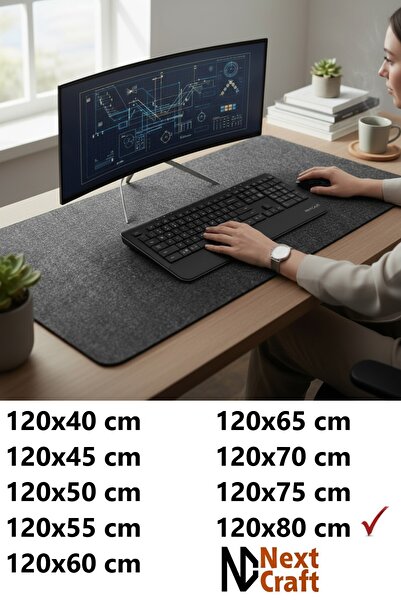 Next Craft Desk Protector Mouse Pad Large Felt Gaming Mat 3mm Anthracite Color