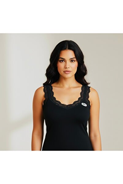 Twentyipek Women's Black Lycra Lace Tank Top