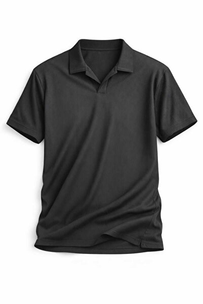 LG LAGULER Ottoman Fabric Men's Polo Collar Plain Striped Short Sleeve T-Shirt