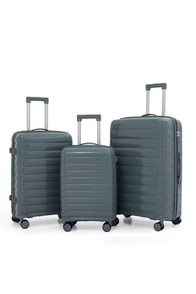 POGAGO 3 Piece PP Hard Shell Luggage Set with 360° Wheels & Aluminium Handle ...